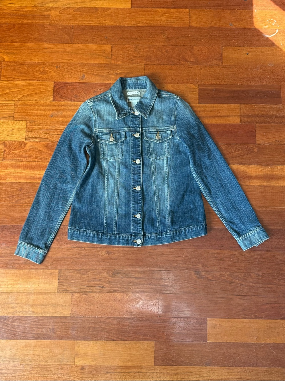 Old Navy Maternity Stretch Denim Jacket Medium Wash Blue Jean Jacket Size XS